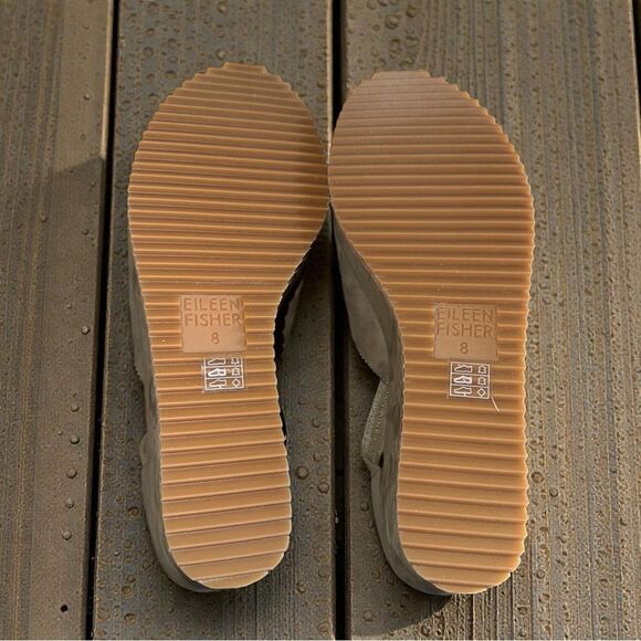 New In Box EILEEN FISHER Wylee Platform Wedge Sandal, Olive Green Size 8M - Picture 7 of 7